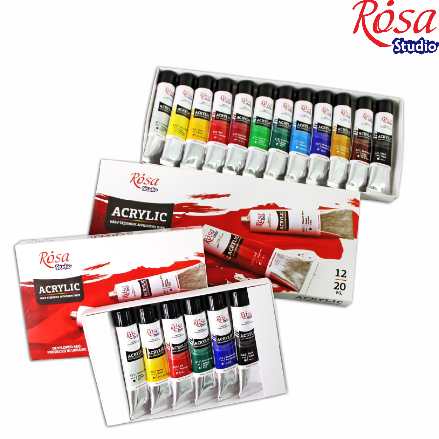 Acrylic paint set 20 ml/0.68 oz, ROSA Studio