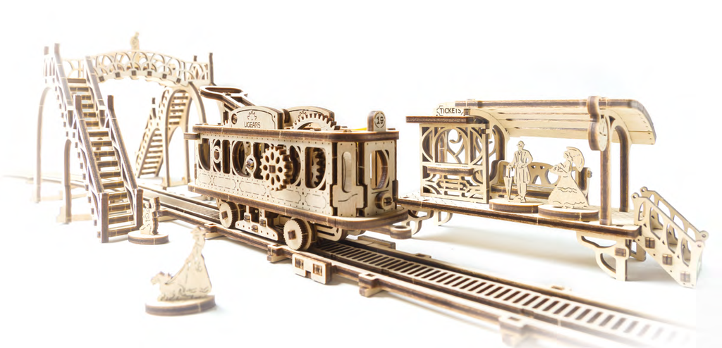 UGears Mechanical Town Tram Line